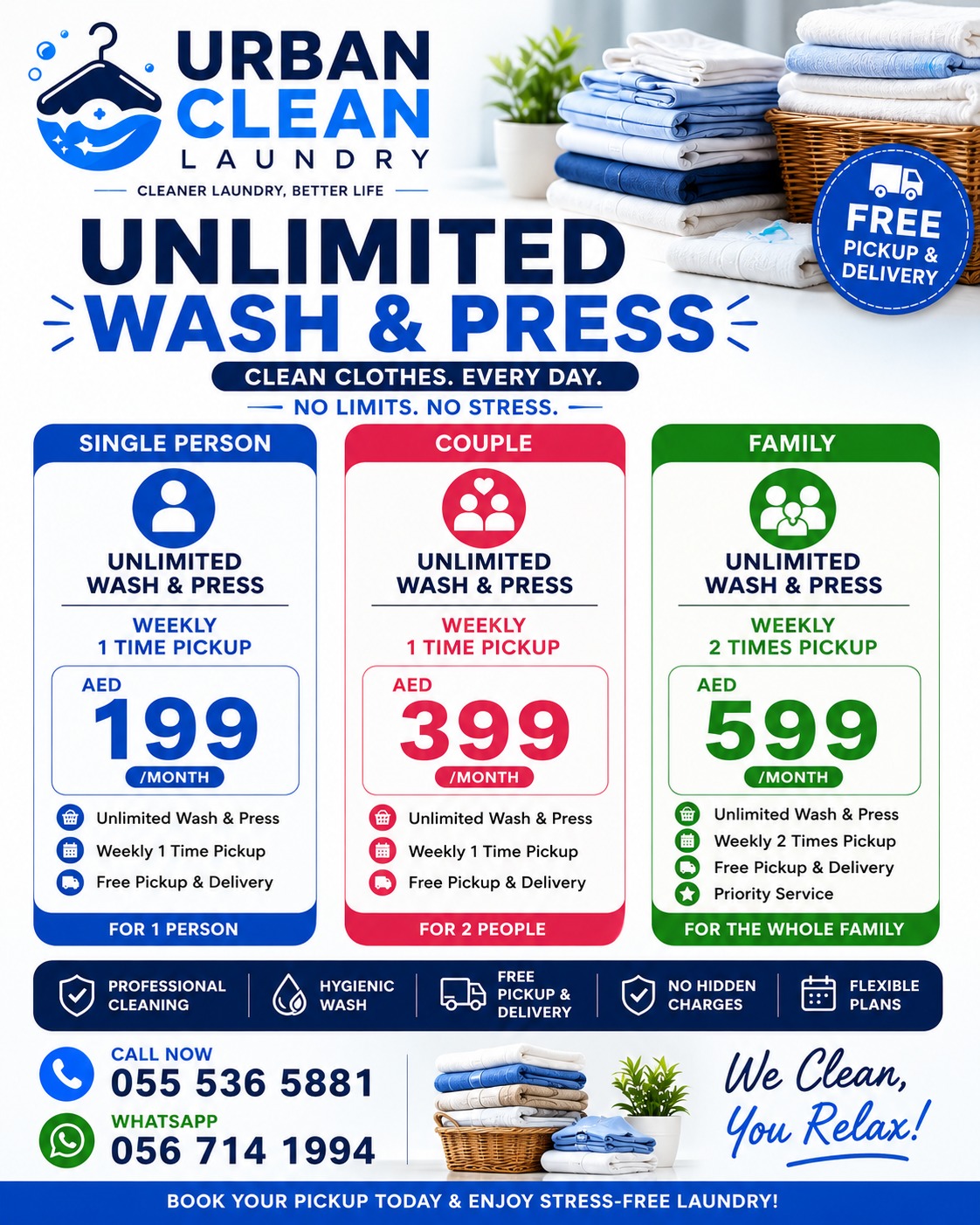 Urban Clean Laundry pricing offer